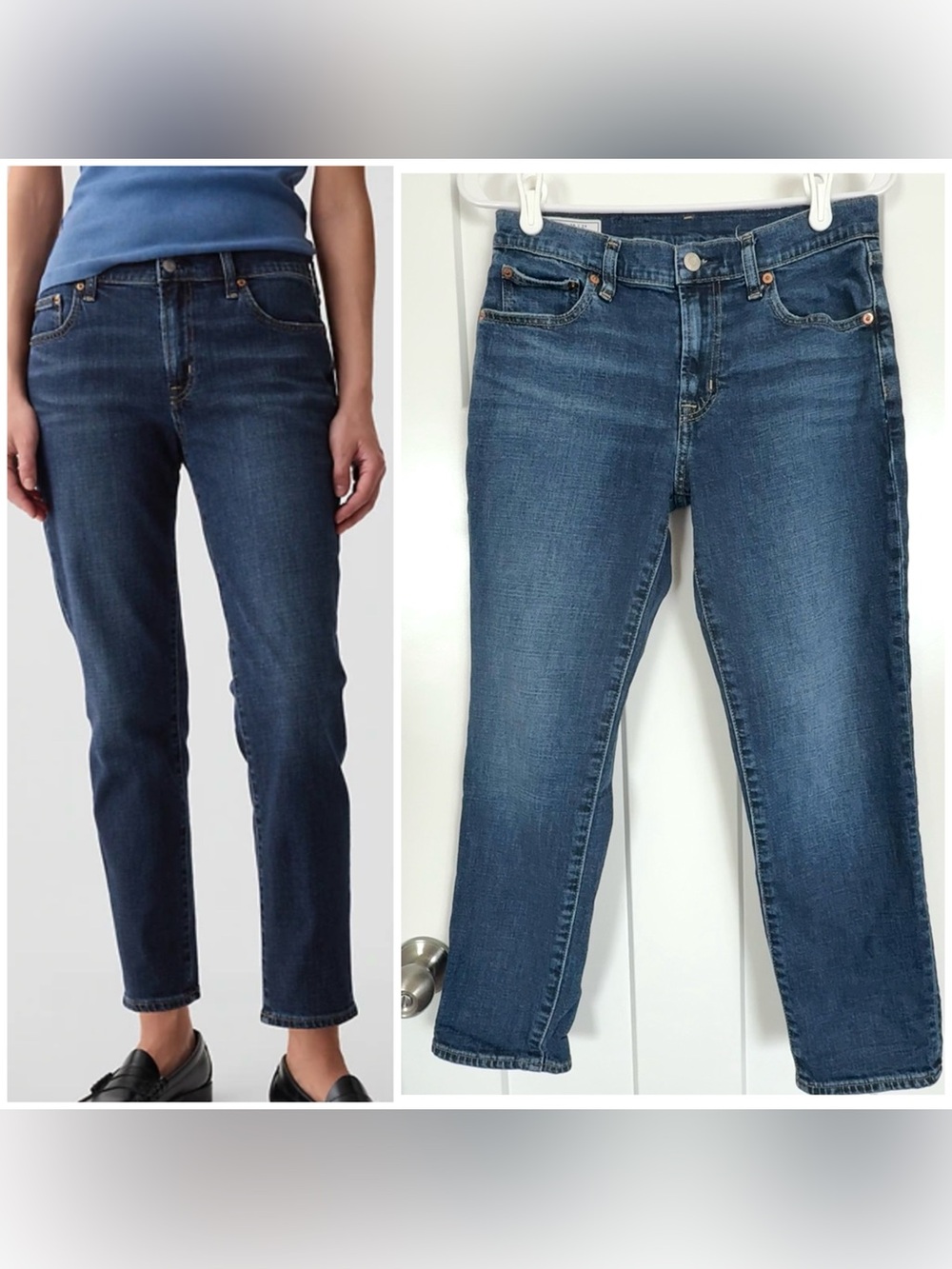 Gap Girlfriend Mid Rise Cropped Jeans Size 26/2 Regular Medium Wash